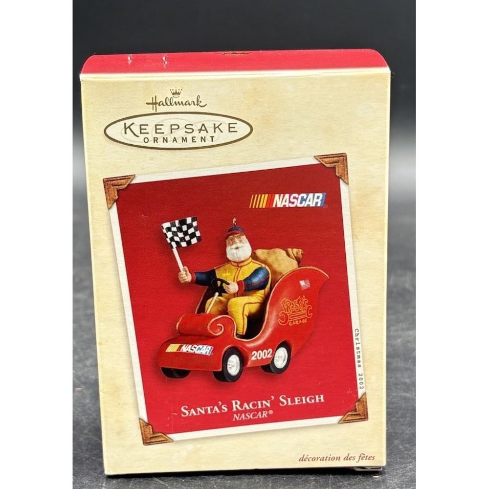 Vtg Hallmark Keepsake Ornament NASCAR Santa's Racin' Sleigh 2002 NIB